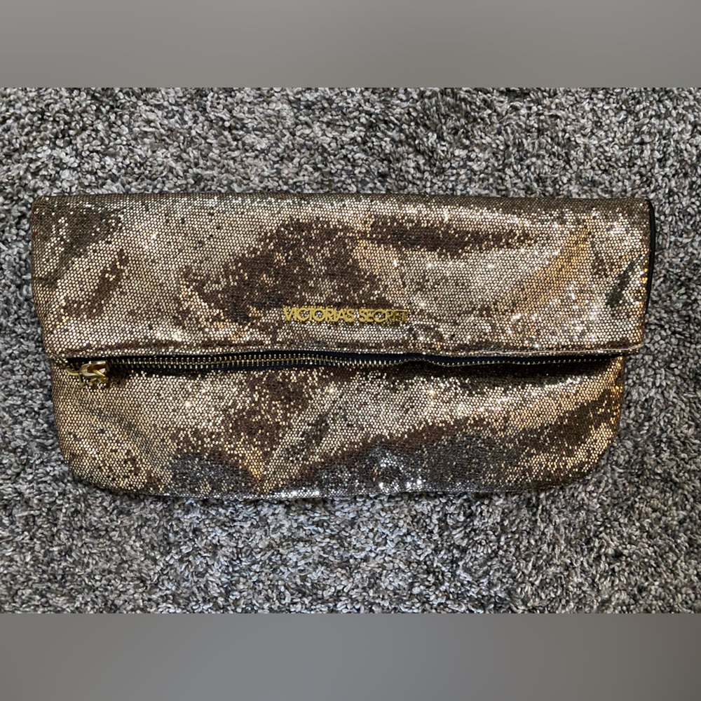 Victoria's Secret Shimmering Foldover Gold Clutch